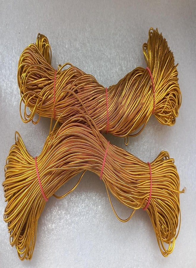 OMX, 1mm Metallic Round Eco-Friendly Stretch Elastic Cord Bands Rope Jewelry Bracelets Strings for Garment, Craft Making Gift Wrapping, 2 Rolls - 1 Roll Contain 65 Mtr, Total 130 Mtr (Shining Gold) - Image 3